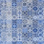 Tissu Coton Carreaux Mosaiques Bleu - Ribes y Casals