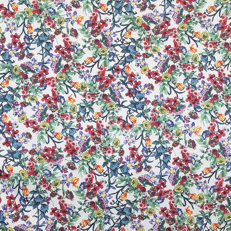 Coton Spandex Floral Blanc - Ribes y Casals