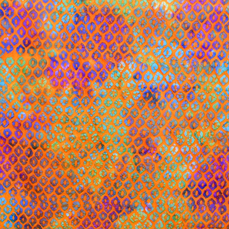 Tissu Coton Tie Dye Losanges Orange - Ribes y Casals