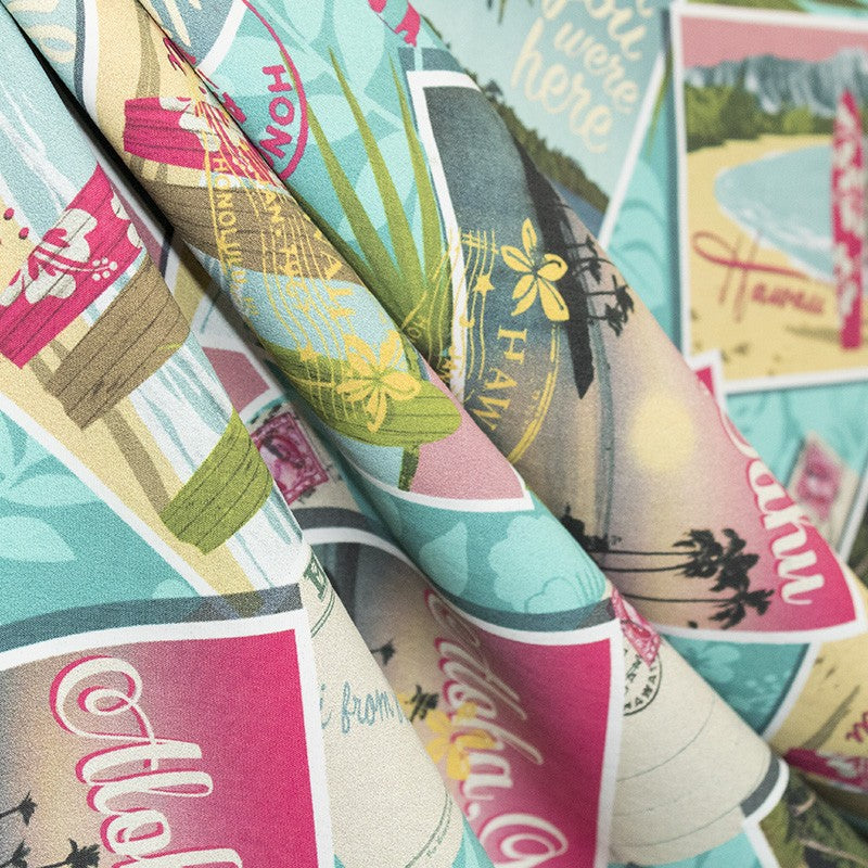 Tissu Maillot de Bain Aloha Turquoise - Ribes y Casals