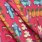Tissu Maillot de Bain Ananas Rouge - Ribes y Casals
