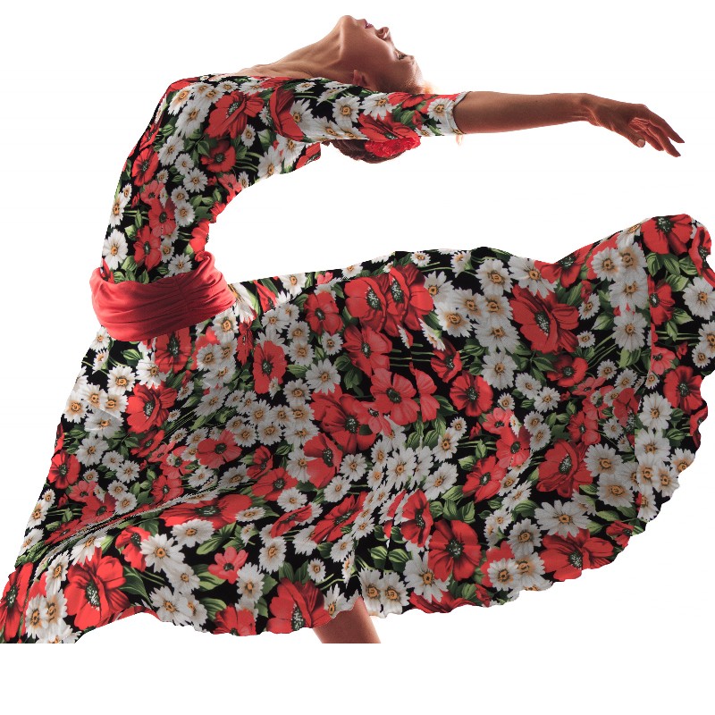 Tissu Biélastique Coquelicots Rouge - Ribes y Casals