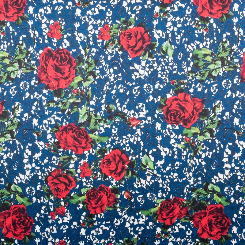 Tissu Biélastique Dentelle Bleu - Ribes y Casals