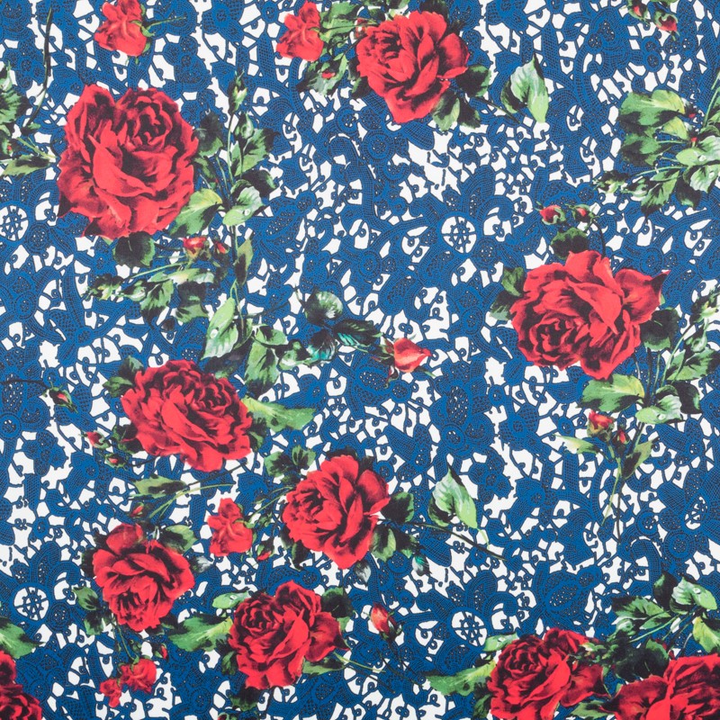 Tissu Biélastique Dentelle Bleu - Ribes y Casals