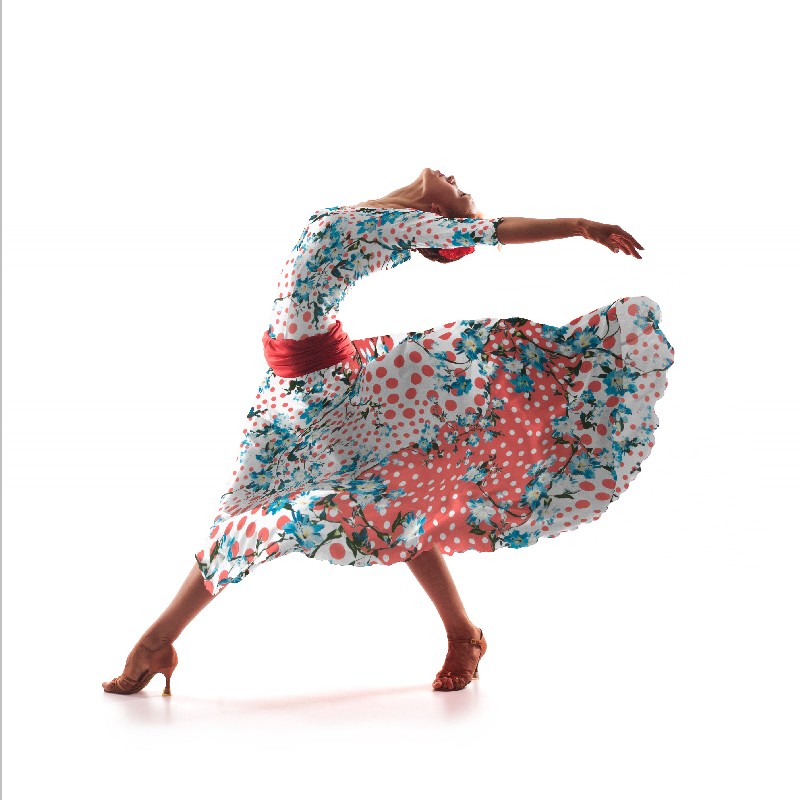 Tissu Biélastique Flamenco Coral - Ribes y Casals