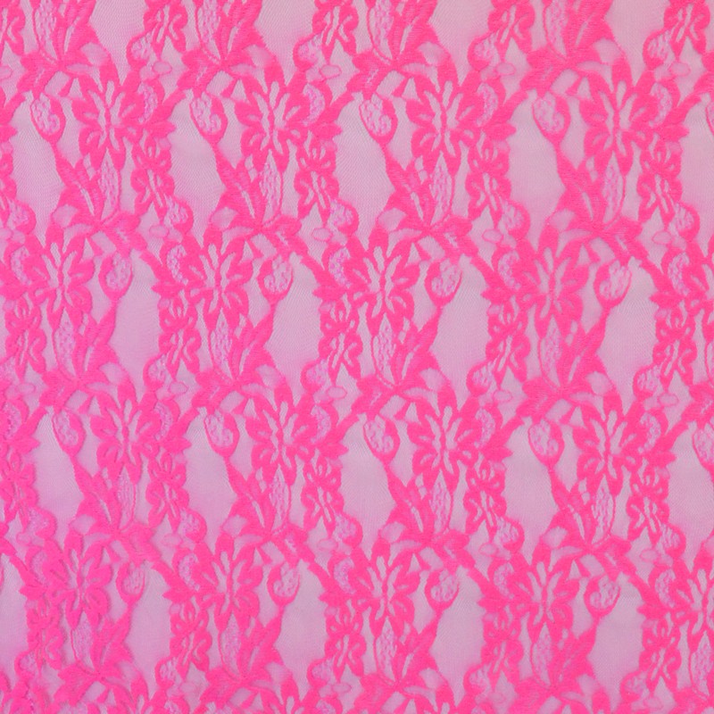 Tissu Dentelle Élastique Rose Fluo - Ribes y Casals