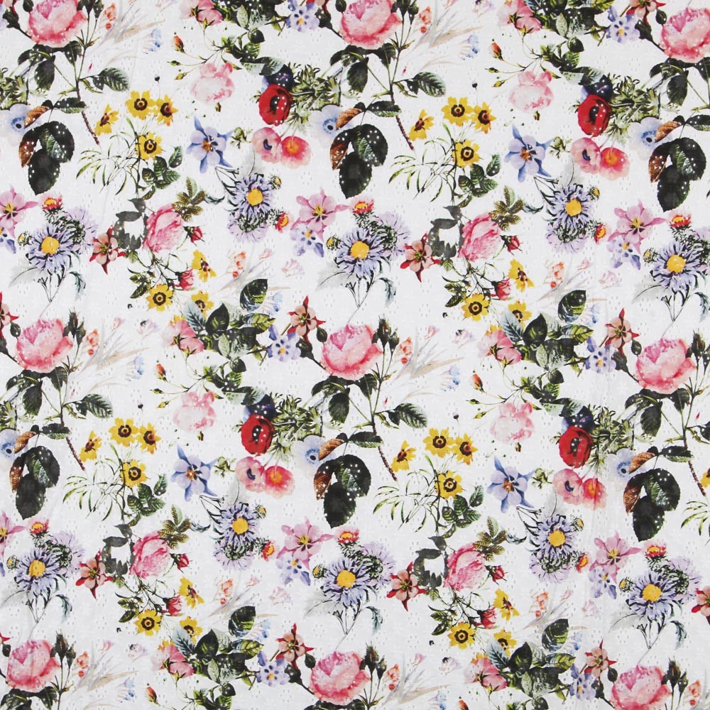 Tissu Broderie Suisse Feuille Blanc - Ribes y Casals