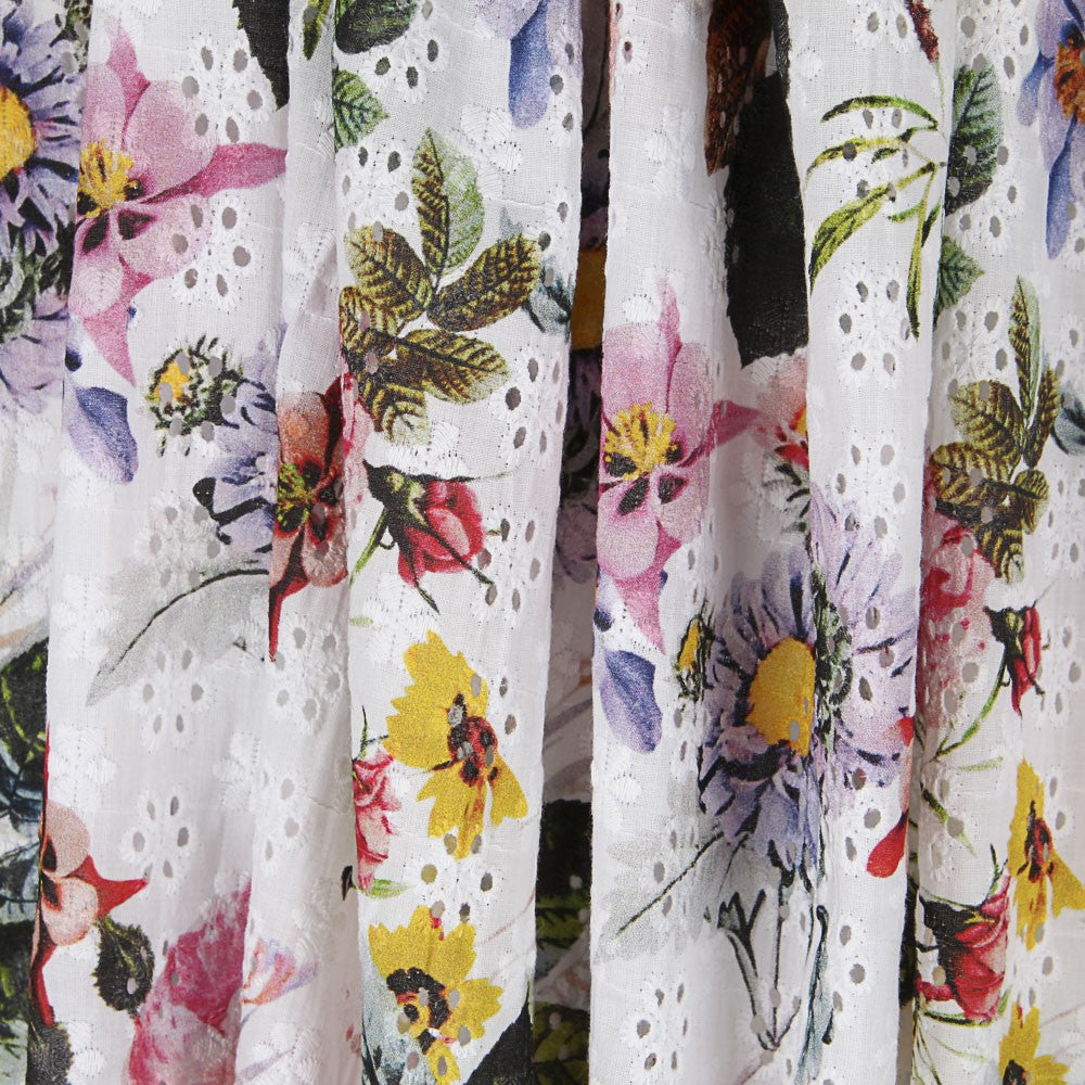 Tissu Broderie Suisse Feuille Blanc - Ribes y Casals