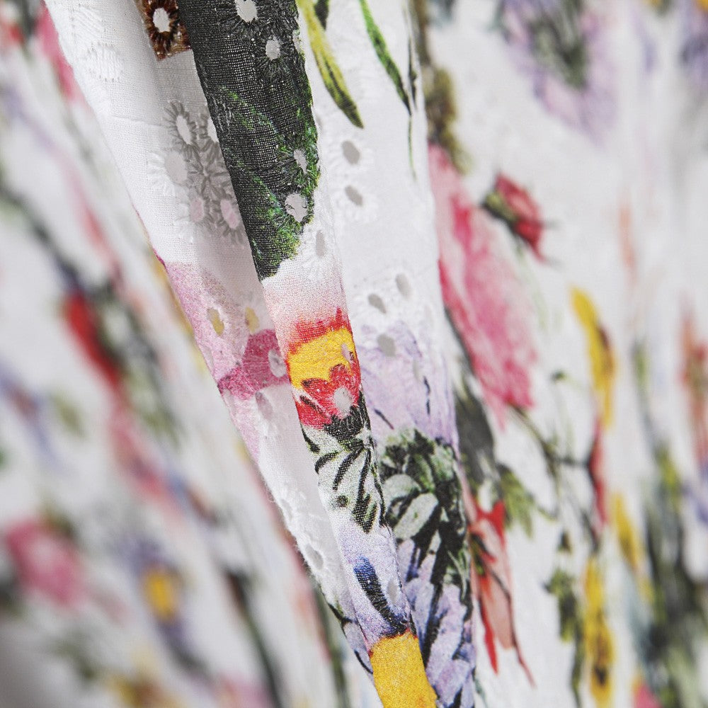 Tissu Broderie Suisse Feuille Blanc - Ribes y Casals