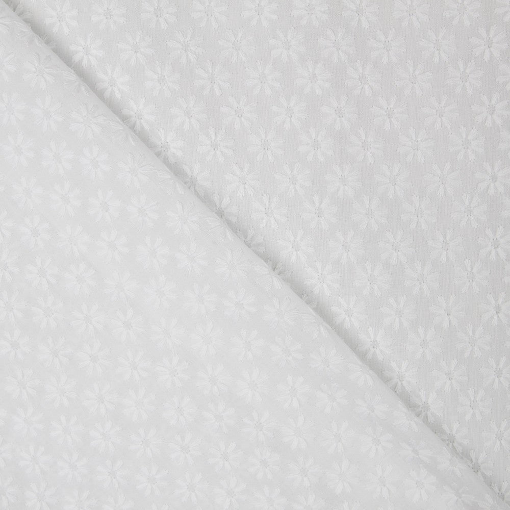 Tissu Broderie Anglaise Blanc Feuilles - Ribes y Casals