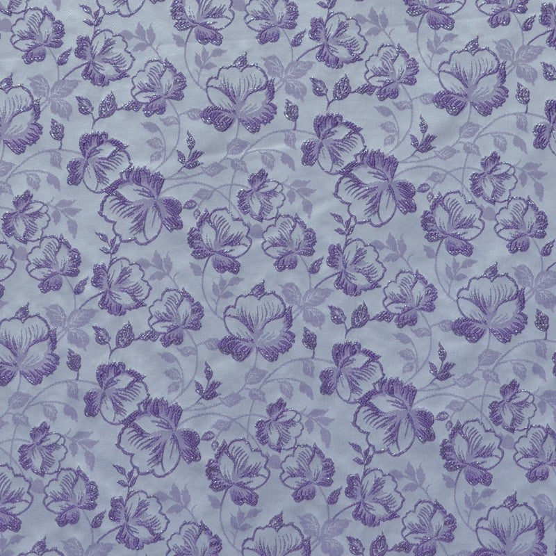 Tissu Brocart Metal Fleurs Lilas - Ribes y Casals