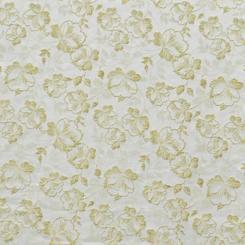 Tela Brocada Metal Flor Oro - Ribes y Casals