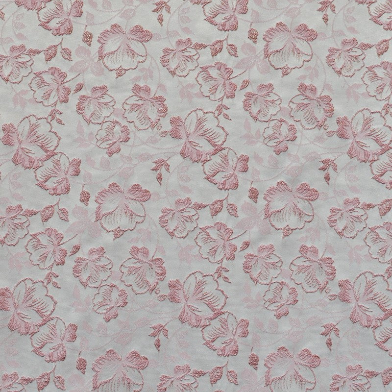 Tela Brocada Metal Flor Rosa - Ribes y Casals