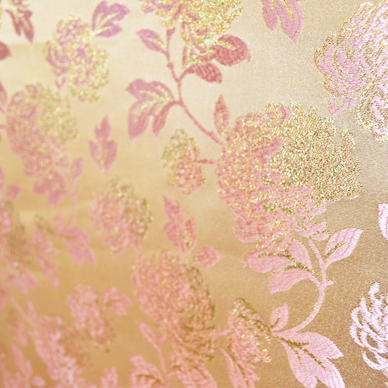 Tissu Brocart Fleur Rose - Ribes y Casals