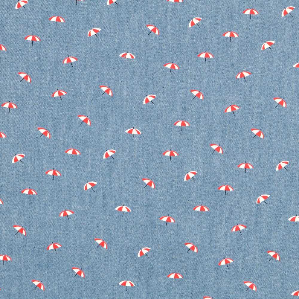 Tissu Chambray Parapluie Rouge - Ribes y Casals