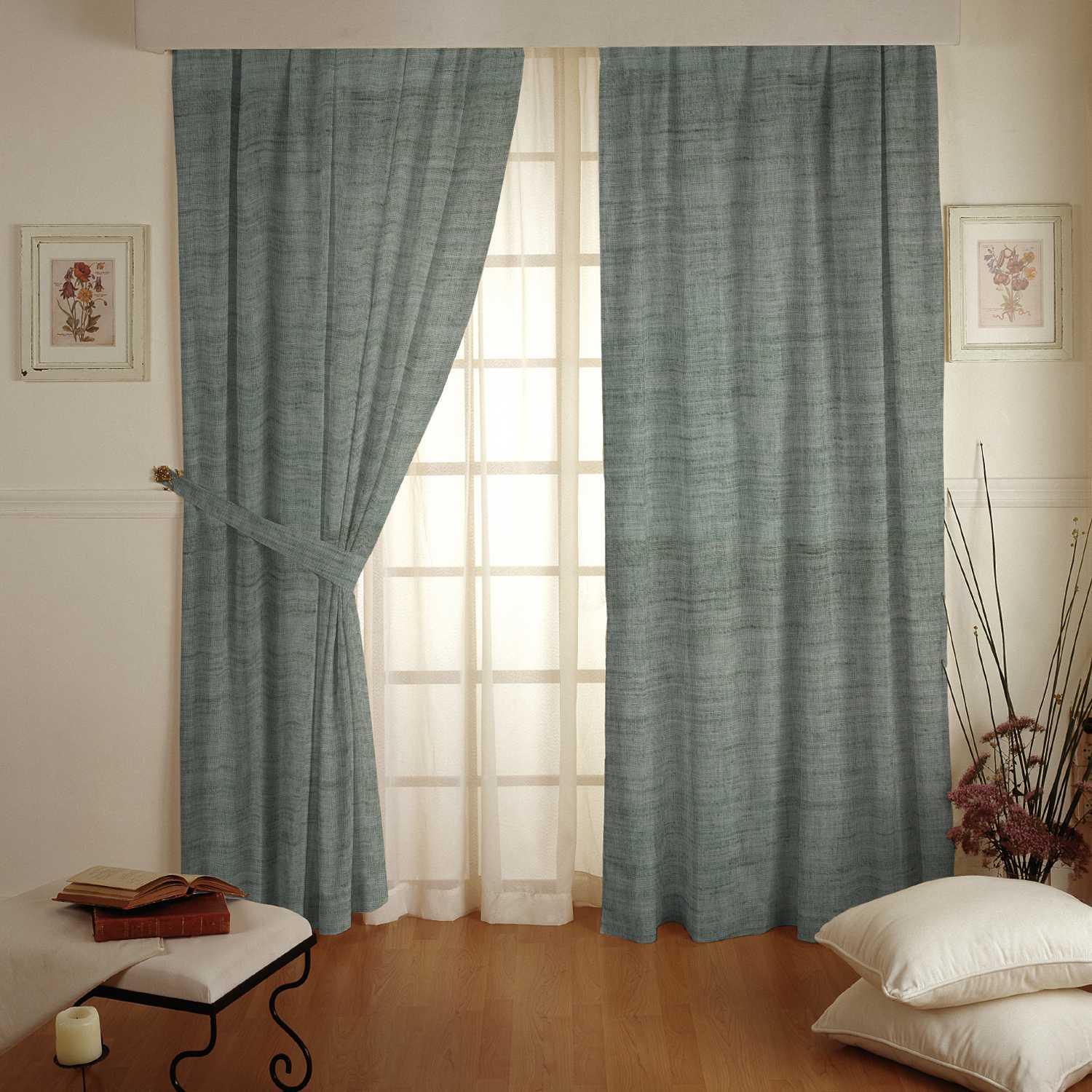 Tissu Rideau Lin Plomb Vert - Ribes y Casals