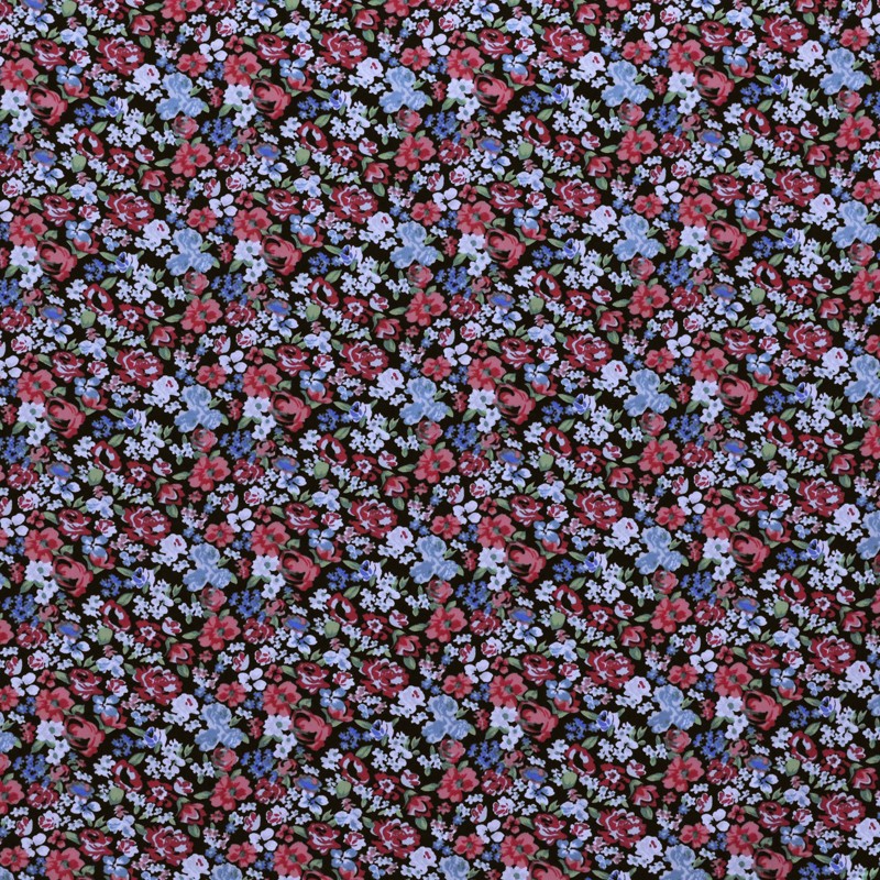 Crêpe Imprimé Bouquet Fond Noir - Ribes y Casals
