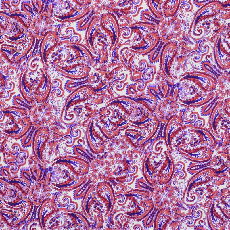 Crêpe Imprimé Cachemire Rouge Licuar - Ribes y Casals