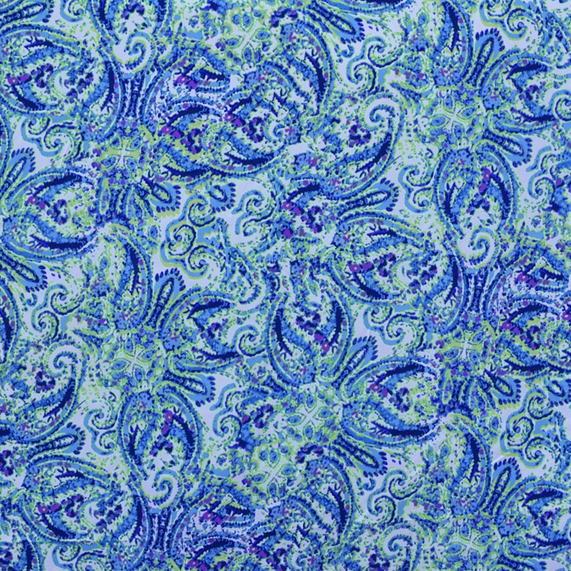 Crêpe Imprimé Cachemire Vert Licuar - Ribes y Casals