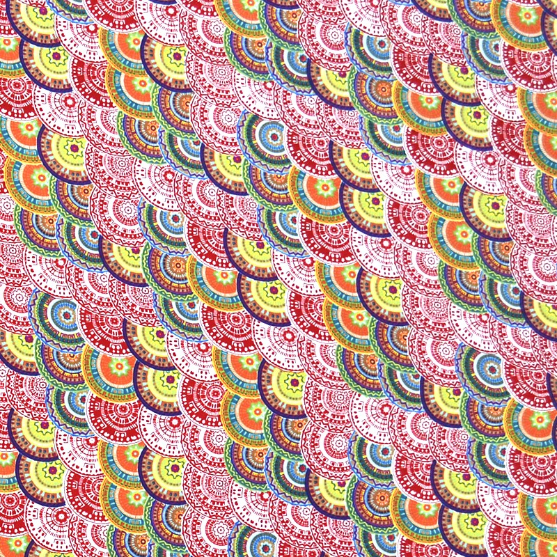 Crêpe Imprimé Spères Ethniques Rouge - Ribes y Casals