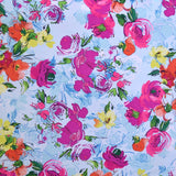 Crêpe Imprimé Fleurs Aquarelles Bleu Ciel - Ribes y Casals