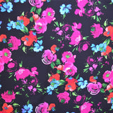 Crêpe Imprimé Fleurs Aquarelles Noir - Ribes y Casals