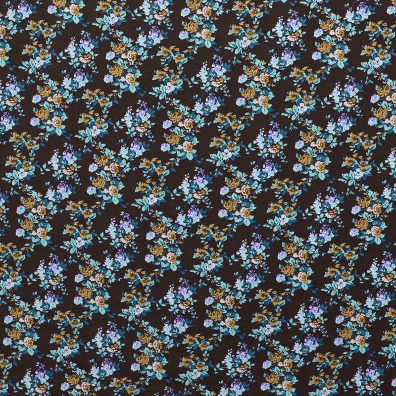 Crêpe Imprimé Fleurs Chocolat - Ribes y Casals