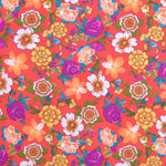 Crêpe Imprimé Fleurs Japonaises Rouge - Ribes y Casals