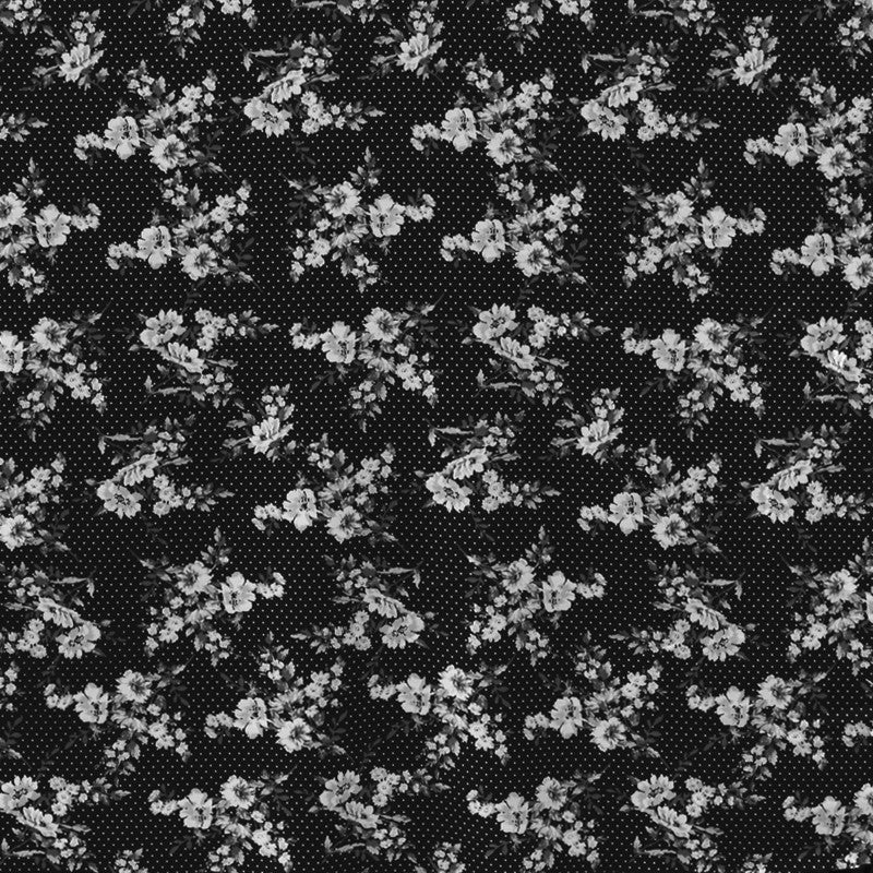 Crêpe Imprimé à Petits Pois Fond Noir - Ribes y Casals