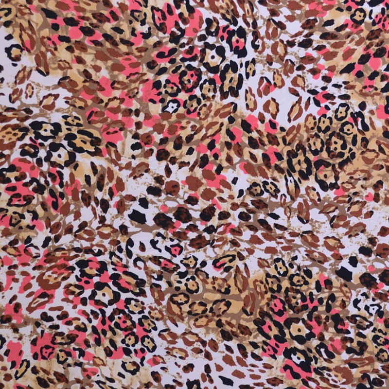 Crêpe Imprimé  Tâches Léopard Corail - Ribes y Casals