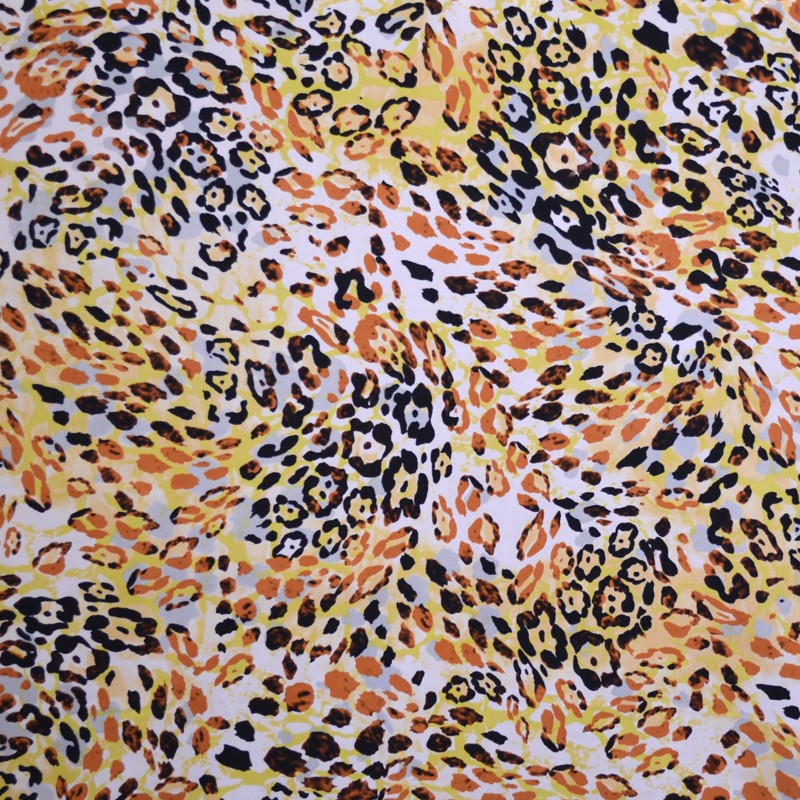Crêpe Imprimé  Tâches Léopard Moutarde - Ribes y Casals
