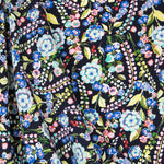 Tissu Crepe Fleur Mosaïque Noir - Ribes y Casals