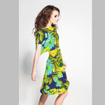 Tissu Crepe Fleur Tropical Lime - Ribes y Casals