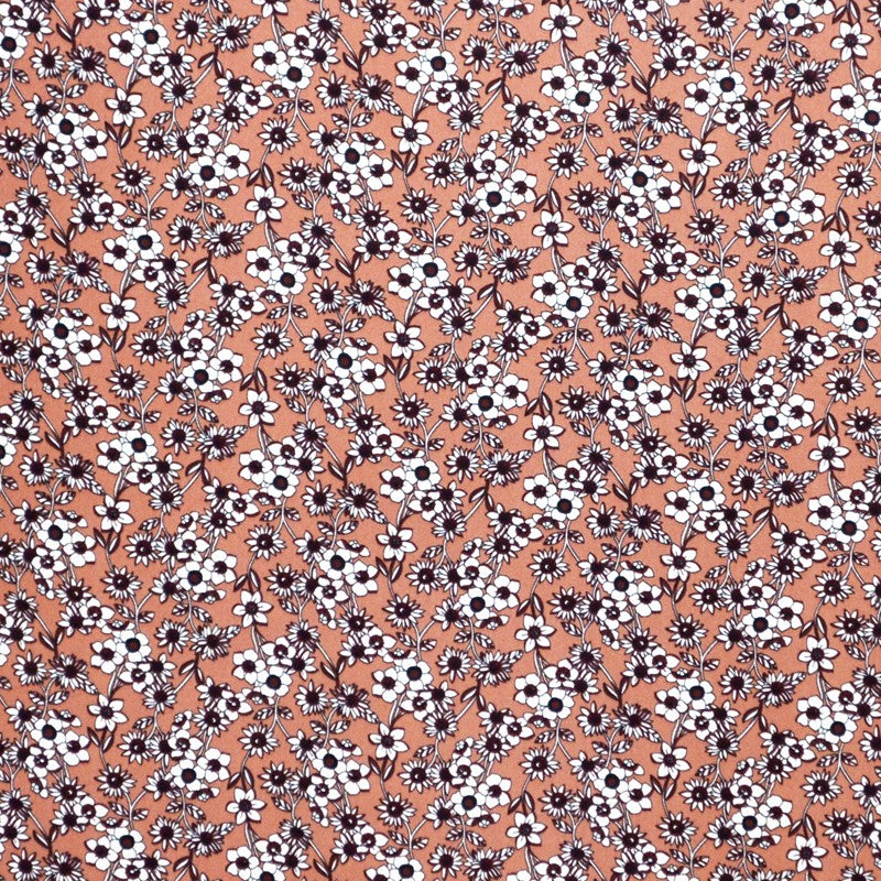 Crêpe Fleurs Fond Terracotta - Ribes y Casals