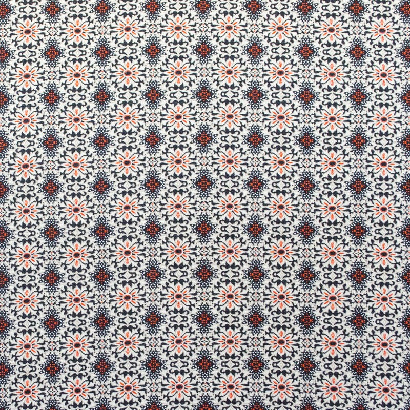 Crepe Fleurs Géométriques Orange - Ribes y Casals