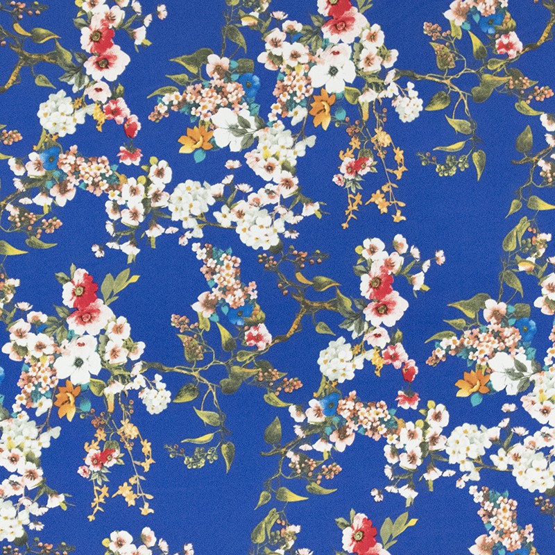 Crepe Fleurs Kimono Bleu Pervenche - Ribes y Casals