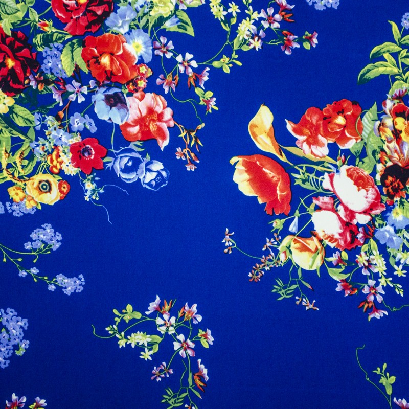 Crepe Fleurs Branche Bleu - Ribes y Casals