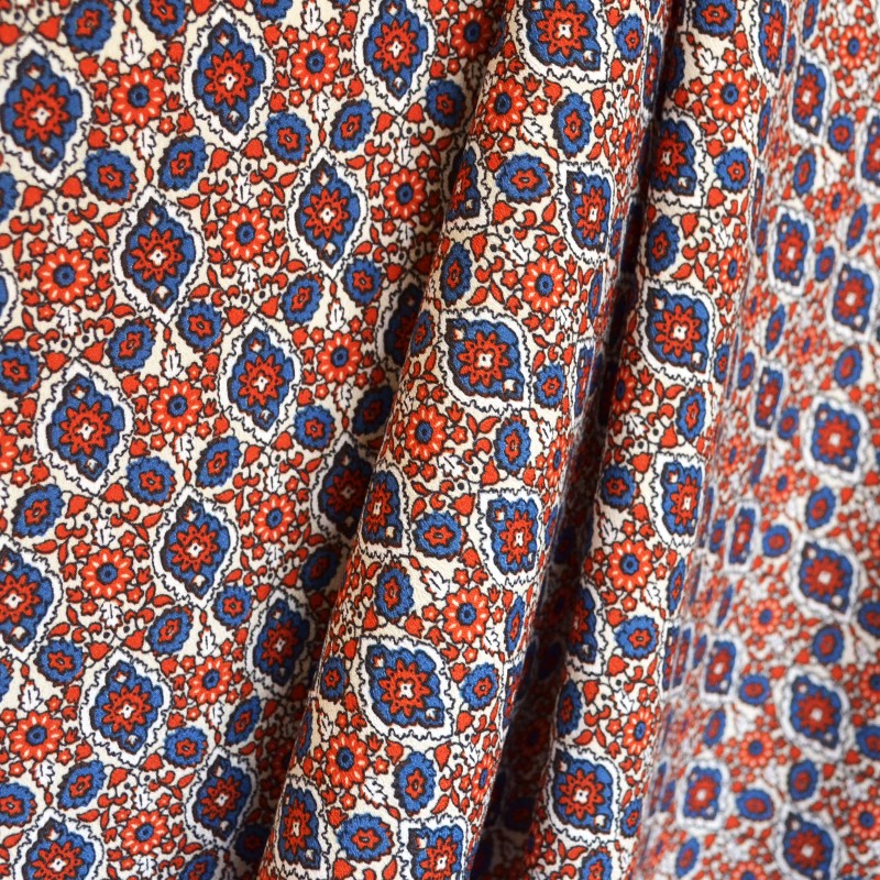 Crêpe Géométrique Bleu Orange - Ribes y Casals
