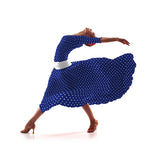 Crêpe Pois Blanc Fond Bleu Soutenu 7 mm - Ribes y Casals