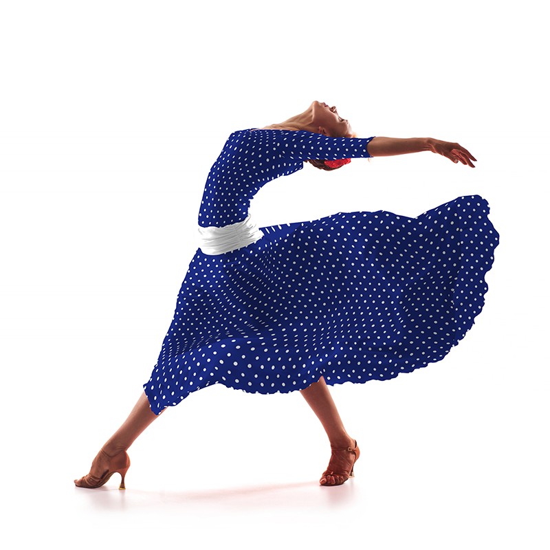 Crêpe Pois Blanc Fond Bleu Soutenu 7 mm - Ribes y Casals