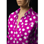 Crêpe Pois Blanc Fond Ciclamen 3,5 cm - Ribes y Casals