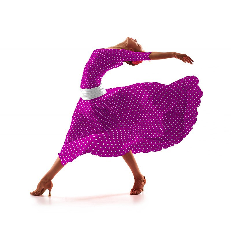 Crêpe Pois Blanc Fond Ciclamen 7 mm - Ribes y Casals