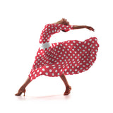 Crêpe Pois Blanc Fond Corail 3,5 cm - Ribes y Casals