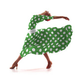 Crêpe Pois Blanc Fond Vert 3,5 cm - Ribes y Casals