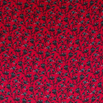 Crepe Viscose Fleur Fond Rouge - Ribes y Casals