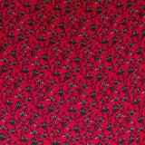 Crepe Viscose Fleur Fond Rouge - Ribes y Casals
