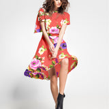 Tissu Crêpe Roses Zambra Coral - Ribes y Casals