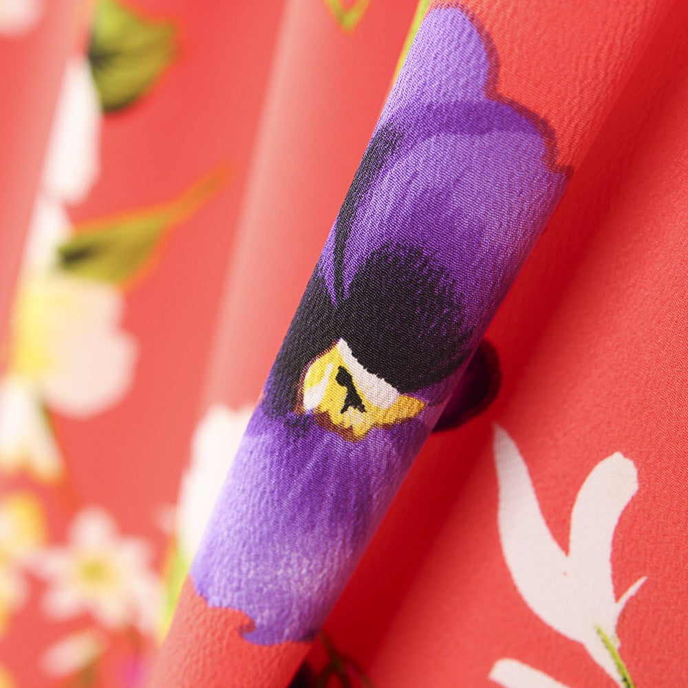 Tissu Crêpe Roses Zambra Coral - Ribes y Casals