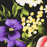 Tissu Crêpe Fleurs de Roses Zambra Noir - Ribes y Casals