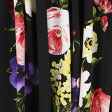 Tissu Crêpe Fleurs de Roses Zambra Noir - Ribes y Casals